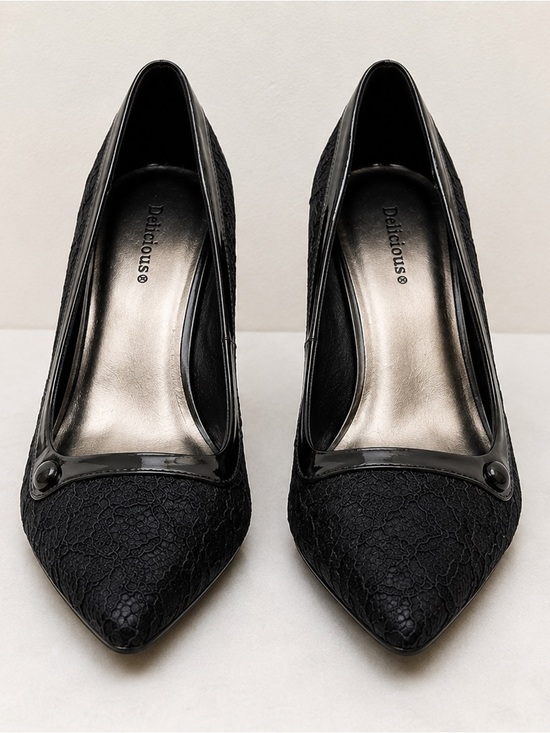 Delicious Shoes - Delicious Black Lace Pointed Toe Heels – Women’s Size 9M – Classic Dress Pumps